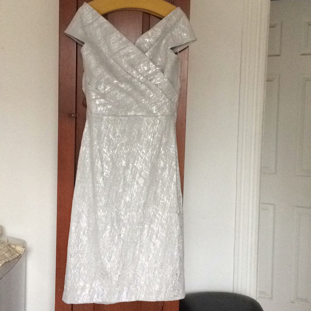 Teri Jon silver sparkly cocktail dress